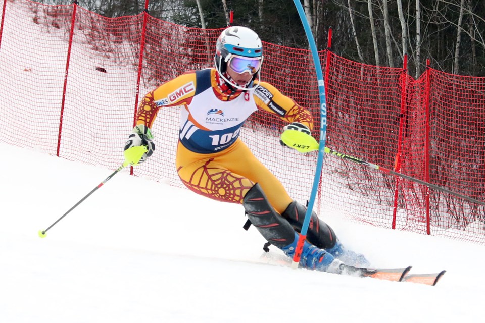 Thunder Bay's Aaron Puskas competes on Friday, Feb. 24, 2017 at the Canadian National U16 Alpine Ski Championships at Loch Lomond (Leith Dunick, tbnewswatch.com). 