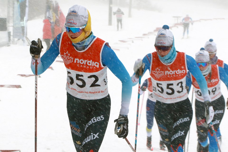 Anna Stewart (552) competes on Friday, March 17, 2023 at Ski Nationals at Lappe Nordic in the under-20 20-kilometre classic race. (Leith Dunick, tbnewswswatch.com)