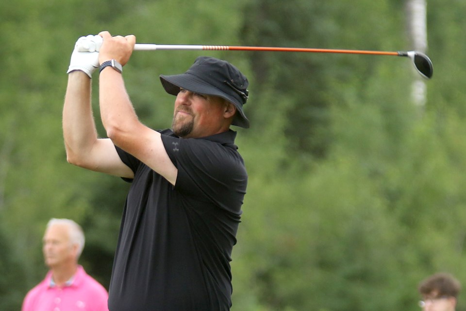 Thunder Bay's Walter Keating, Jr. tees off on the seventh hole at Whitewater Golf Club on Wednesdsay, July 11, 2018 during a practice round ahead of the Staal Foundation Open. (Leith Dunick, tbnewswatch.com)