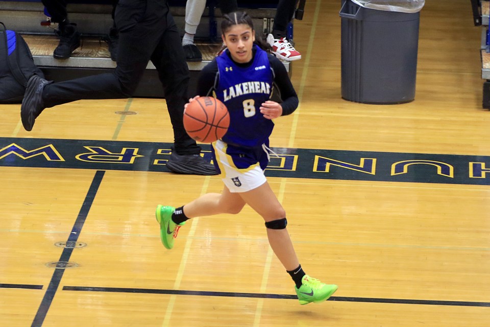 Kirpa Brar finished with 20 points for Lakehead in the Thunderwolves 56-46 win over the visiting Ontario Tech Ridgebacks on Saturday, Feb. 10, 2024 at the Thunderdome. (Leith Dunick, tbnewswatch.com)
