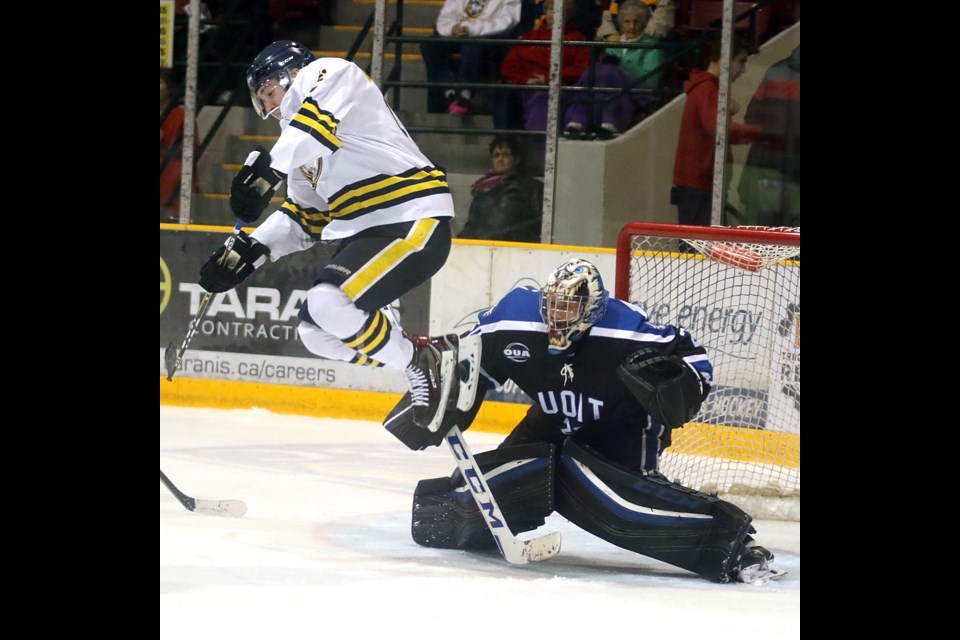 Josh Laframboise netted his first goal with the Thunderwolves on Saturday, Sept. 30 at Fort William Gardens (Leith Dunick, tbnewswatch.com). 