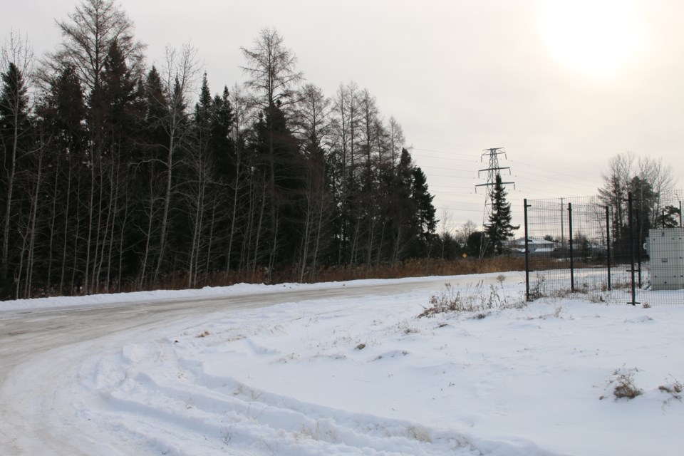 Ice covers the entryway to a northside park in Thunder Bay.