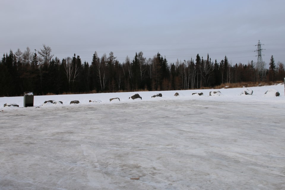 Ice also covers the park's parking lot.