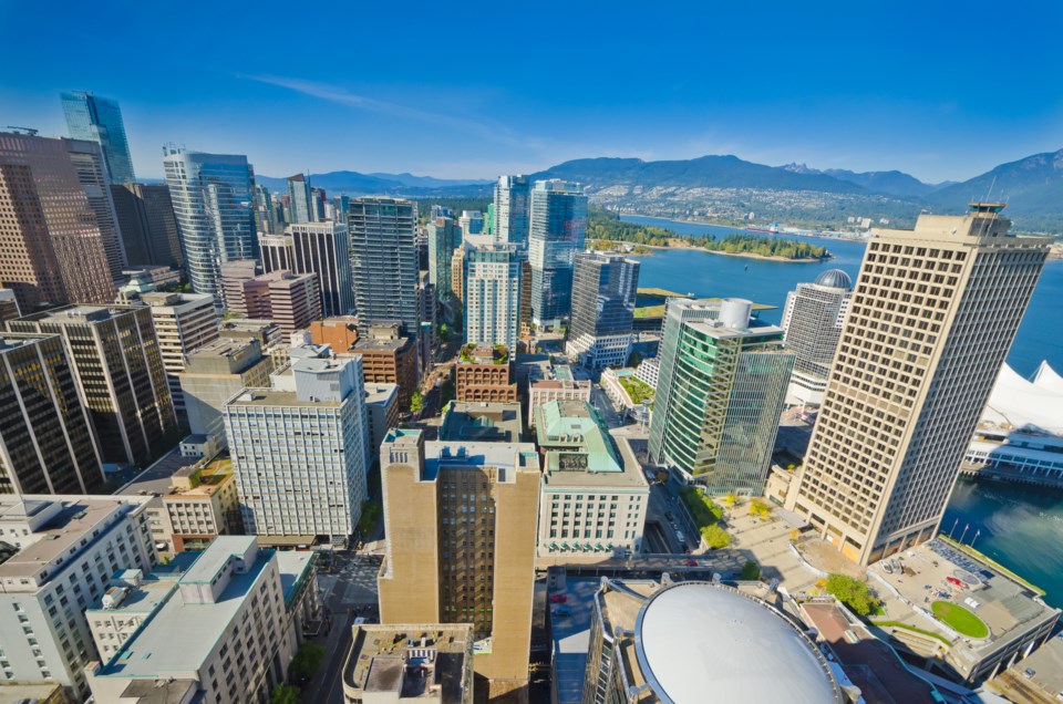 Panoramic,View,Of,The,Vancouver,Downtown.,Canada.