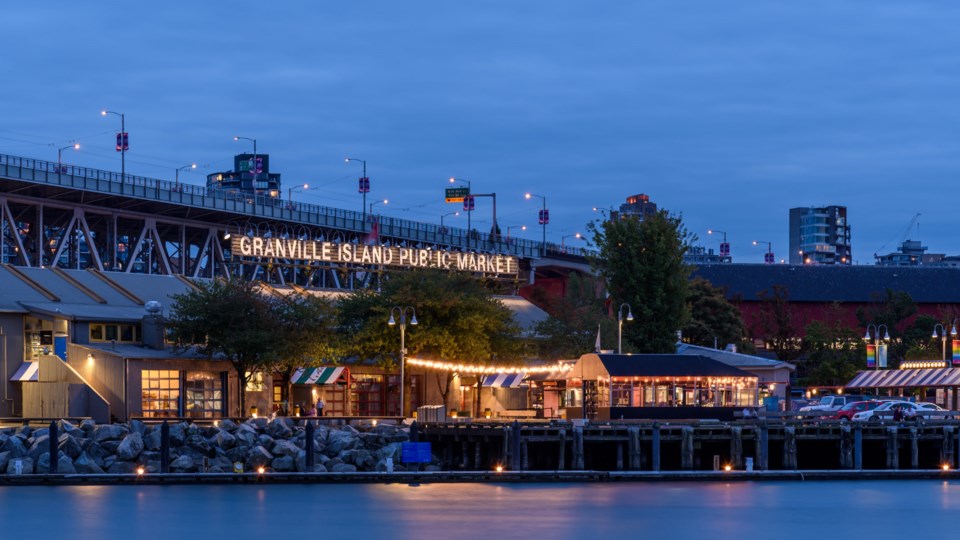 Granville,Island,,Vancouver,,Canada,,At,Dusk