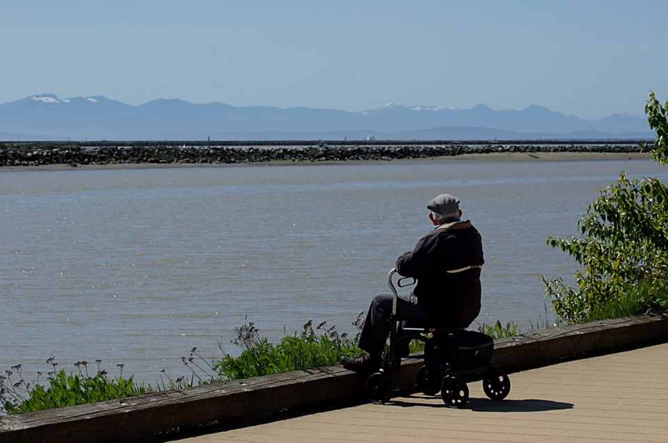 Richmond,,Bc/canada-,05/07/2020:,Rear,View,Of,Elderly,Man,Sitting,On