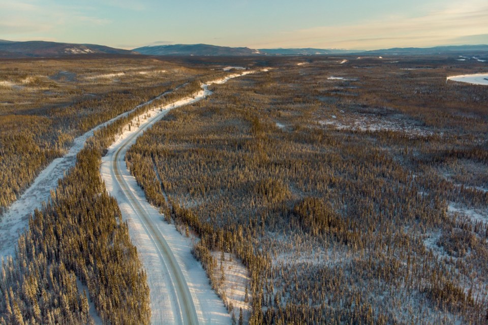 Aerial,View,Of,The,North,Klondike,Highway,In,Northern,Canada.