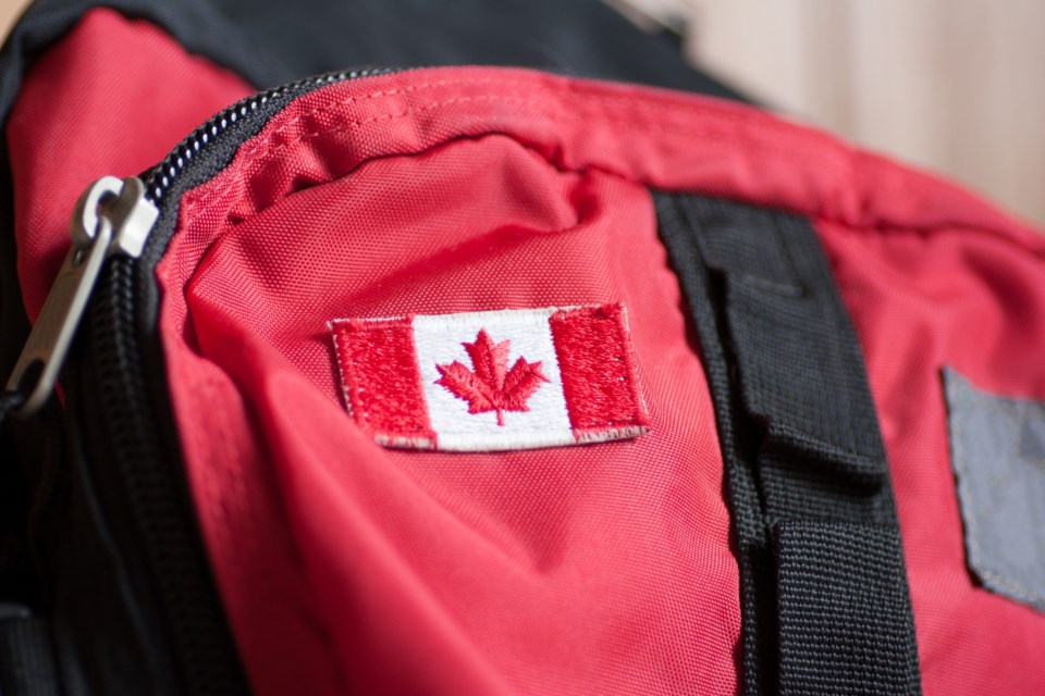 Canadian,Flag,On,A,Backpack