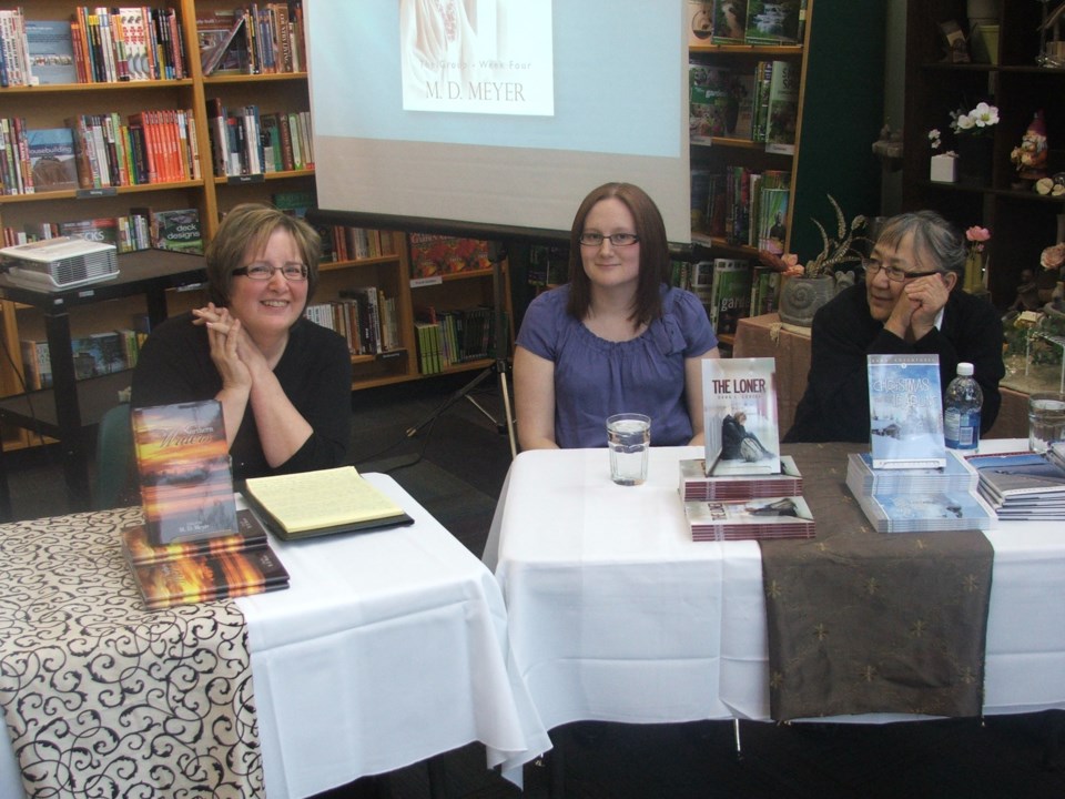 Dorene Meyer, Dana Coates and Brenda Fontaine at McNally Robinson book launch