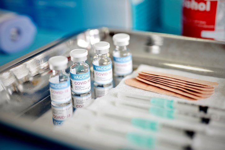 covid 19 vaccine vials stock photo