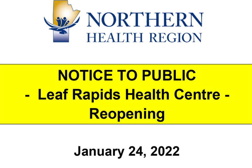 Leaf Rapids Reopen Notice Jan 24