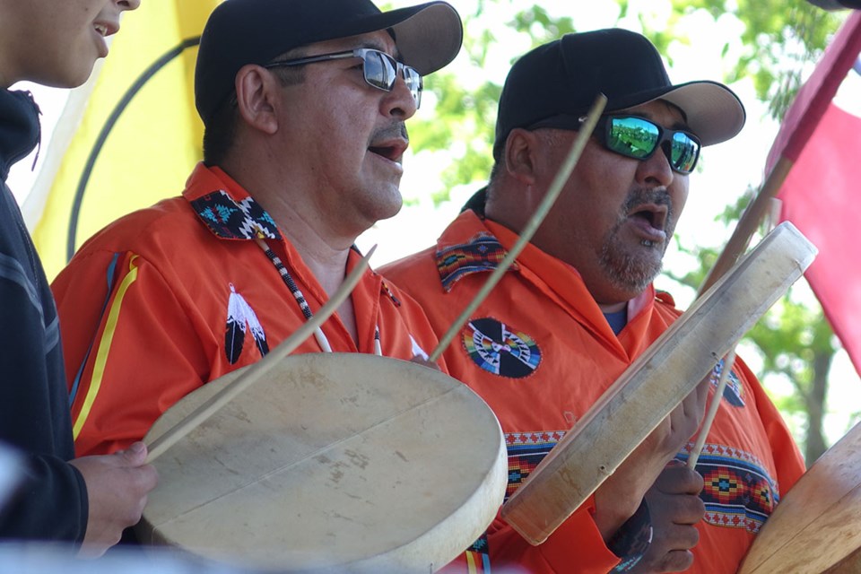 Drummers were among the performers who put on shows for the hundreds of people in attendance at National Indigenous Peoples Day festivities at Thompson’s MacLean Park on June 21.