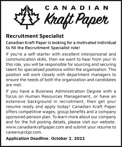 Canadian Kraft Paper, Recruitment Specialist 22-36