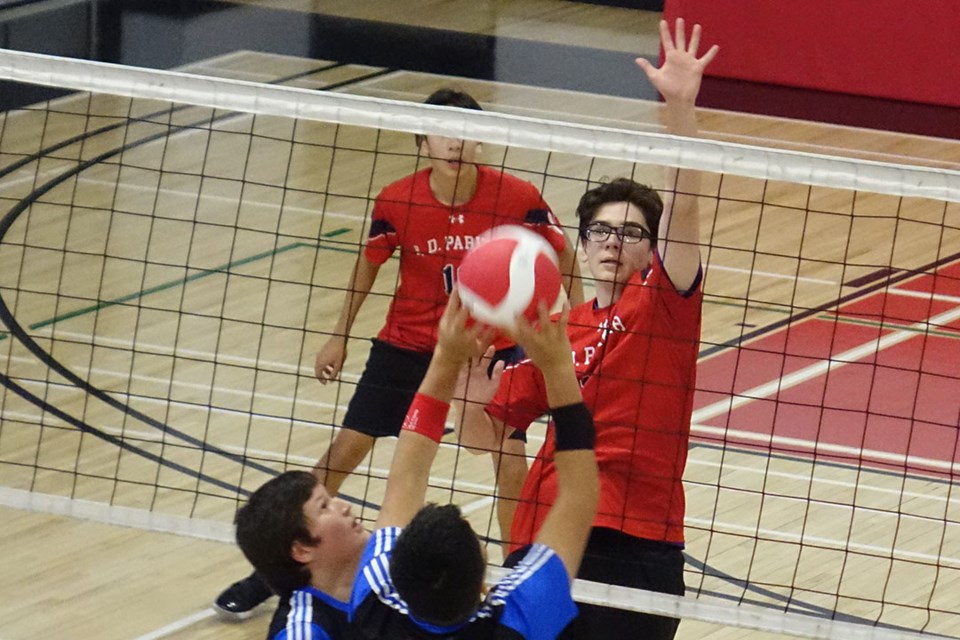 R.D. Parker Collegiate’s junior boys volleyball team beat the Chemawawin Eagles in their first game of a home tournament they would go on to win without dropping a set Nov. 4-5.