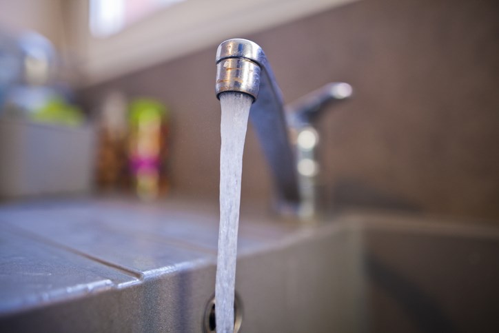 running faucet tap water stock image