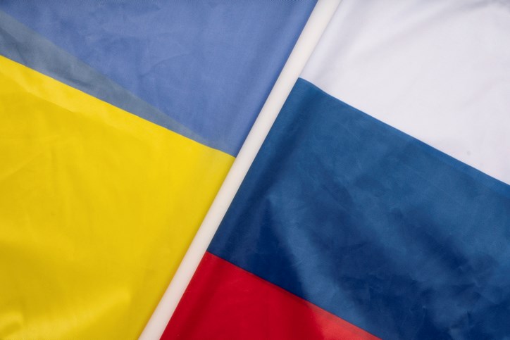 ukraine and russia flags Jason Dean Getty Images
