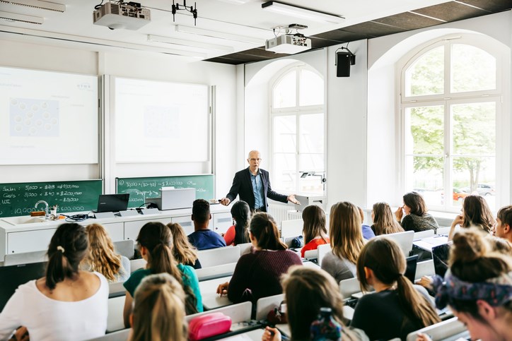 university professor addressing students in lecture hall stock image by Tom Werner Getty Images
