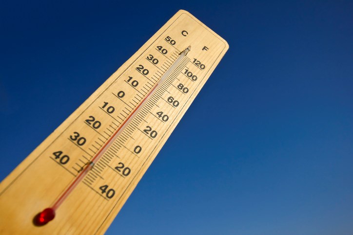 thermometer showing 20 degrees celsius against a backdrop of blue sky by Marccophoto Getty Images