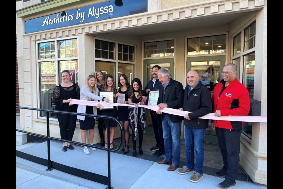 On Friday morning, Aesthetics by Alyssa on Front Street held it's long -awaited grand opening. Owner Alyssa Rapattoni cut the ribbon under the watchful eye of BIA chair Serge Carpino, Mayor Terry Ugulini, regional councillor Tim Whalen and NBOTC chair Mark Kawabe.