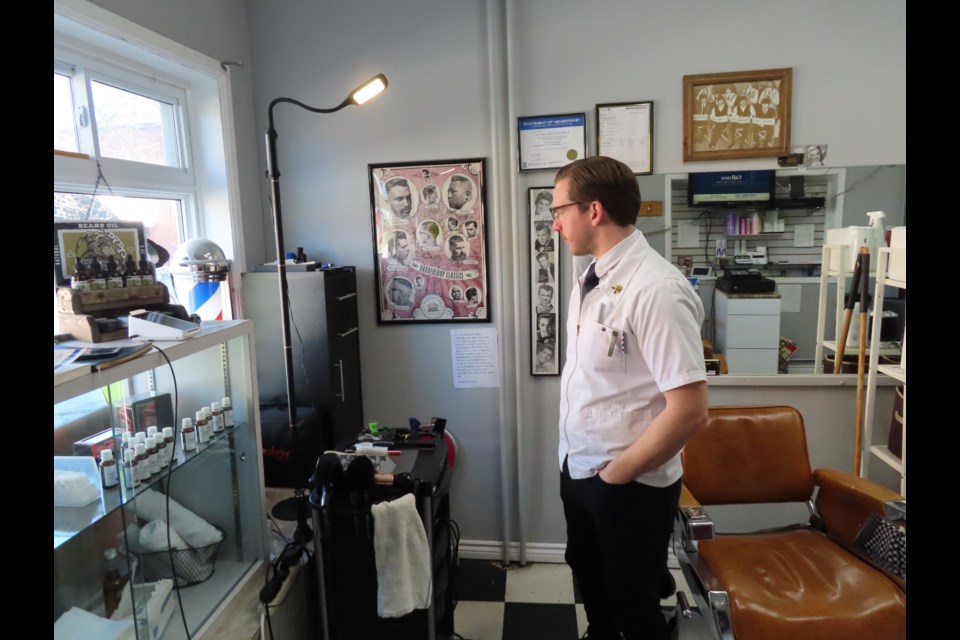 Lee Alford at the Old Fashioned Barbershop.
