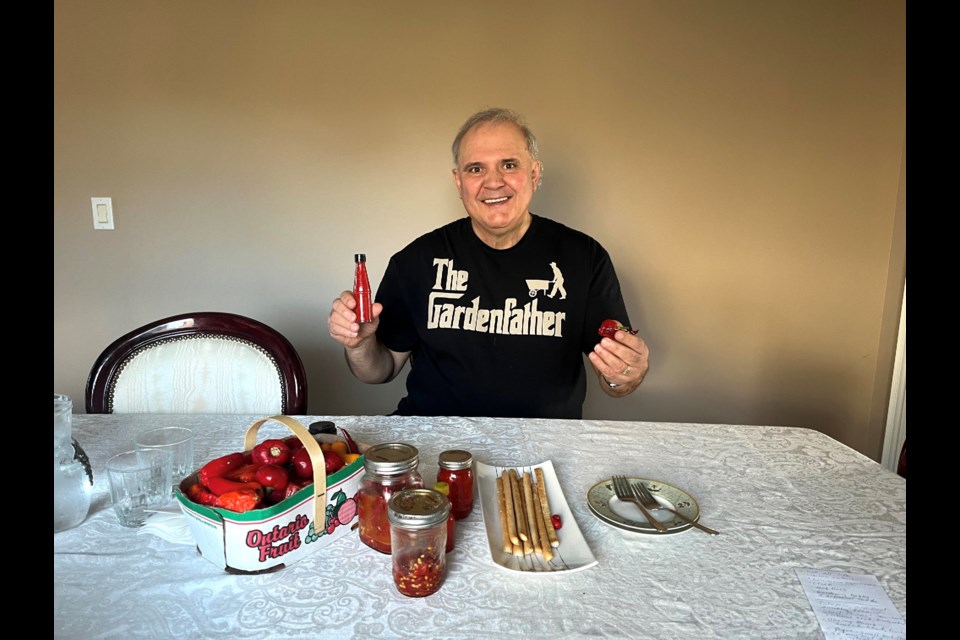 'The Gardenfather' Paul Carfagnini has become famous among family and friends for his homemade hot sauce.