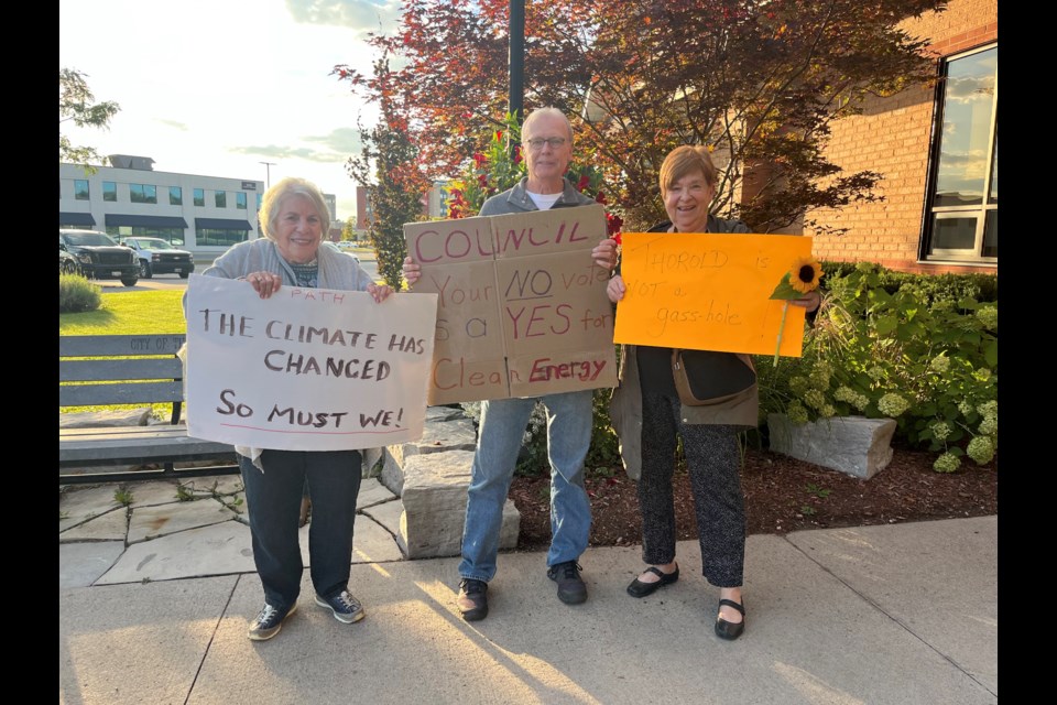 Pelham Advocates for Trees and Habitat (PATH) protested outside of City Hall before the council meeting.