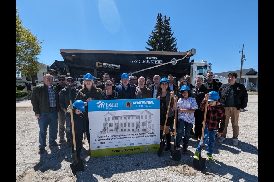 On Thursday, a groundbreaking ceremony was held for a four-unit townhouse being built in Thorold South by Centennial Homes and their sub-trades for Habitat for Humanity Niagara. 