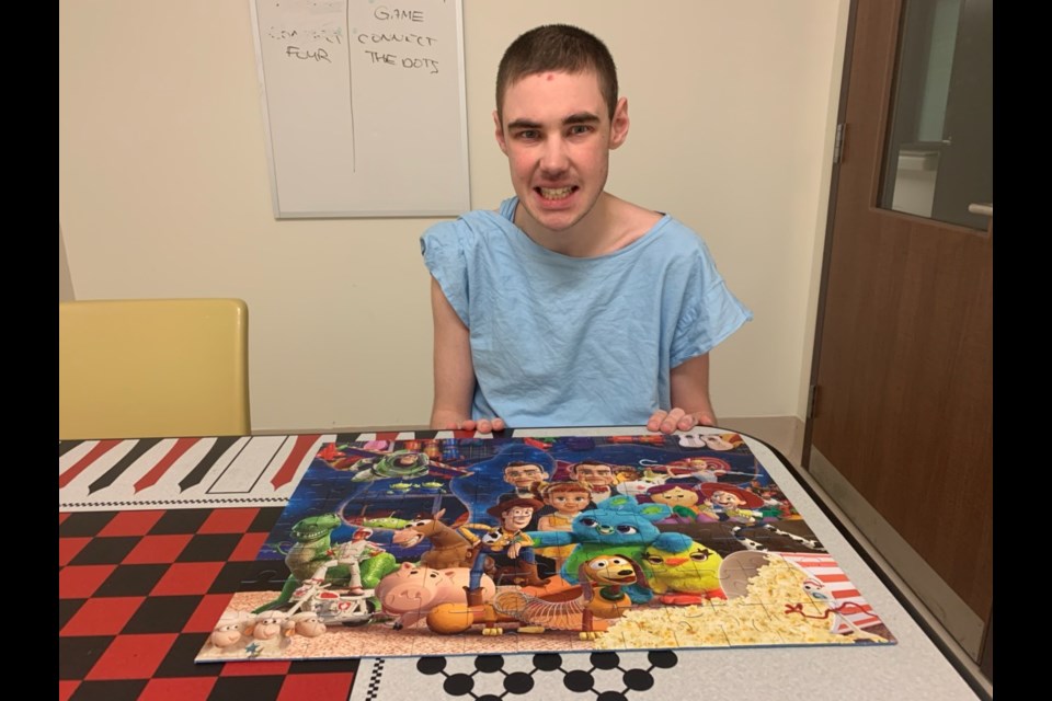 Parker Curran, 19, has spent almost the entire pandemic at a maximum-security wing at the St Catharines hospital. Photo: Provided by family