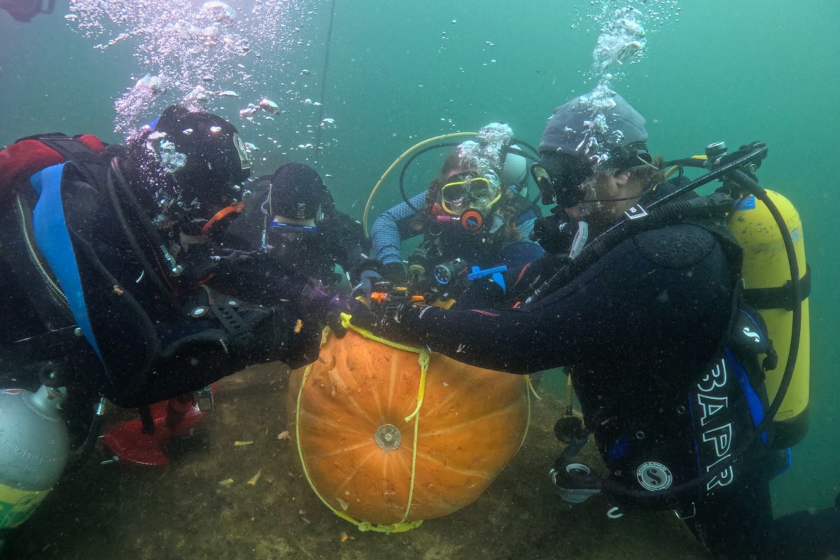 Niagara divers celebrate Halloween with underwater pumpkin carving