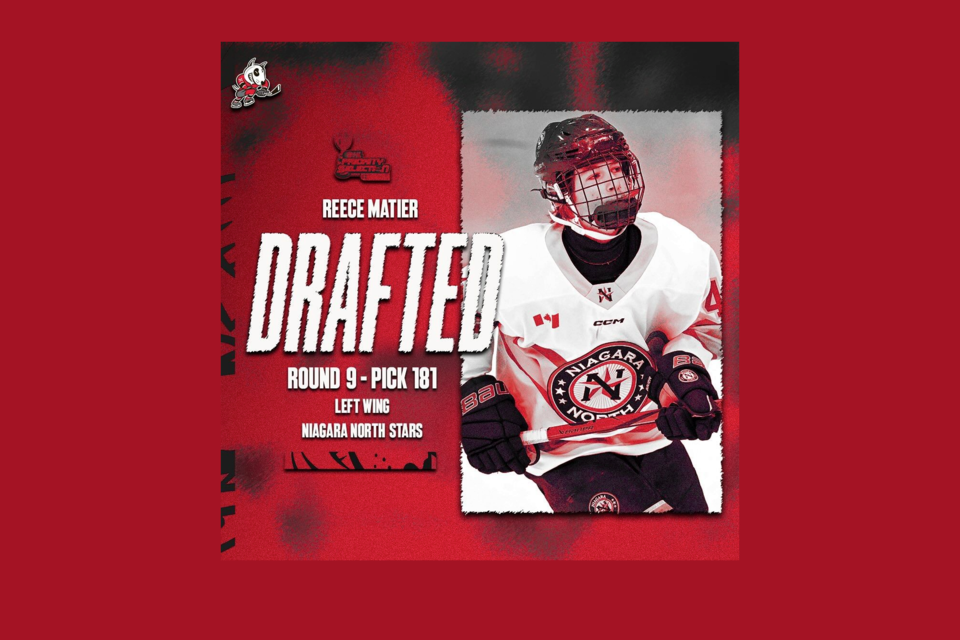 15-year-old Thorold teen Reece Matier has been drafted to the Niagara Ice Dogs.