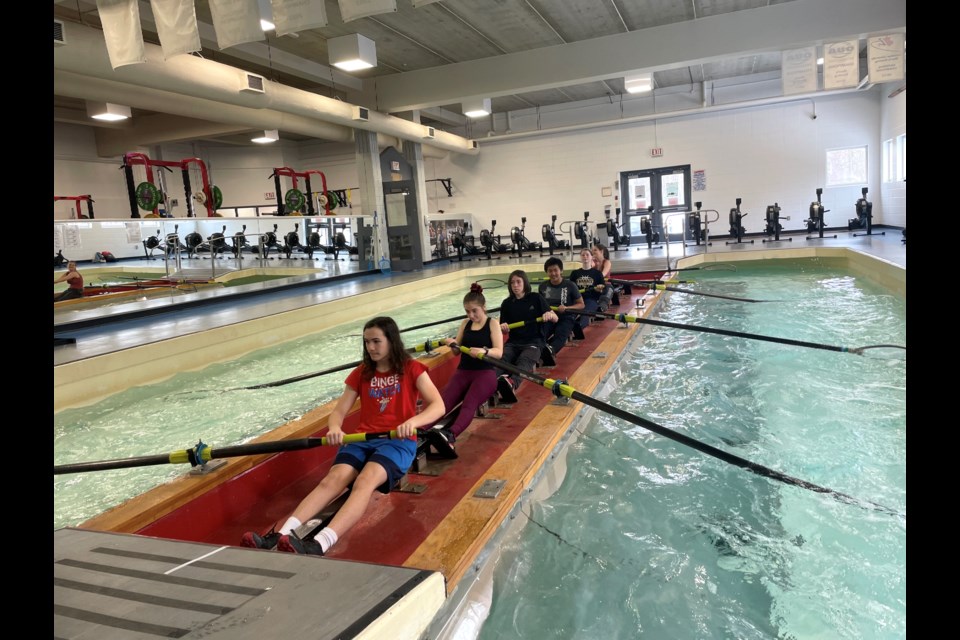 Every Saturday, the TSS students practice at the rowing tank at Brock University.