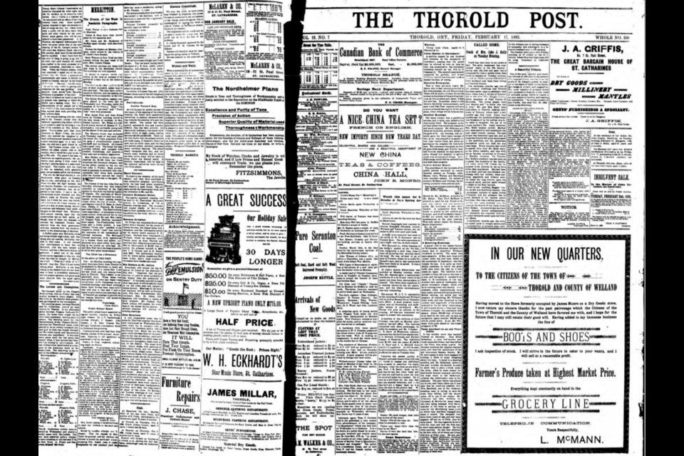 An old copy of the Thorold Post.