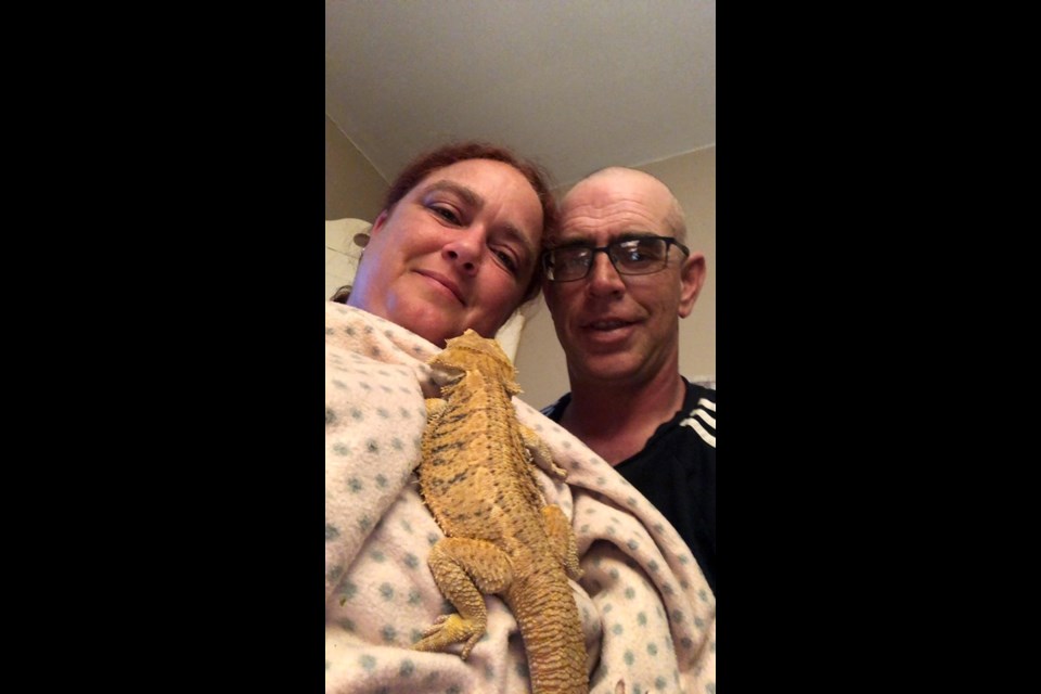 Laura and Jeff Legros with their new friend, Cheeto. Photo: Supplied