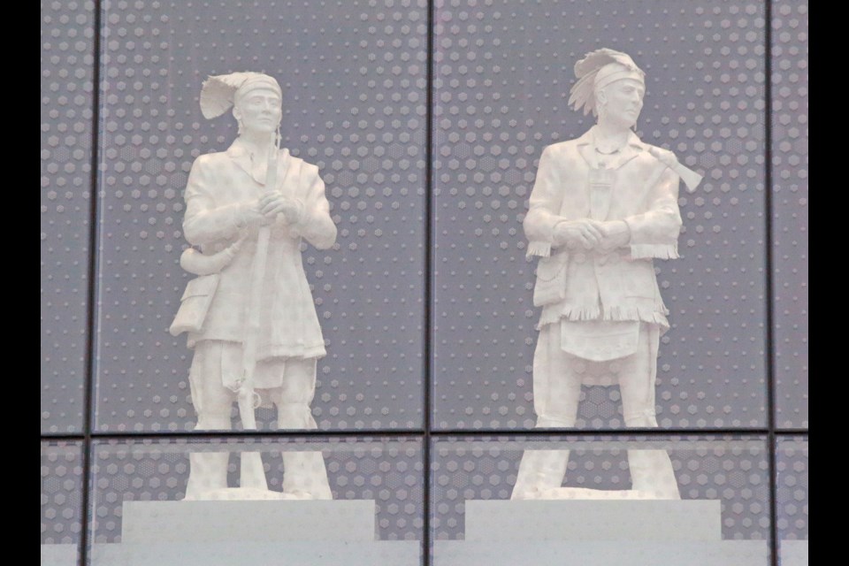 The statues of John Norton, left, and John Brant.