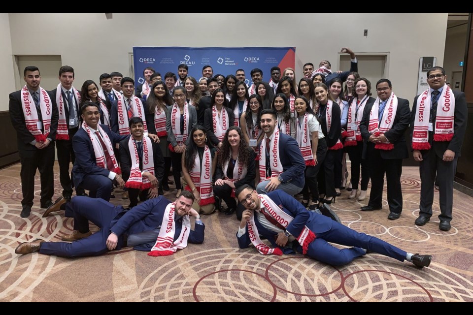 Goodman School of Business students earned a School record of 21 medals at the DECA U Provincials competition, held Jan. 18 to 20 in Toronto. Photo supplied by The Brock News.