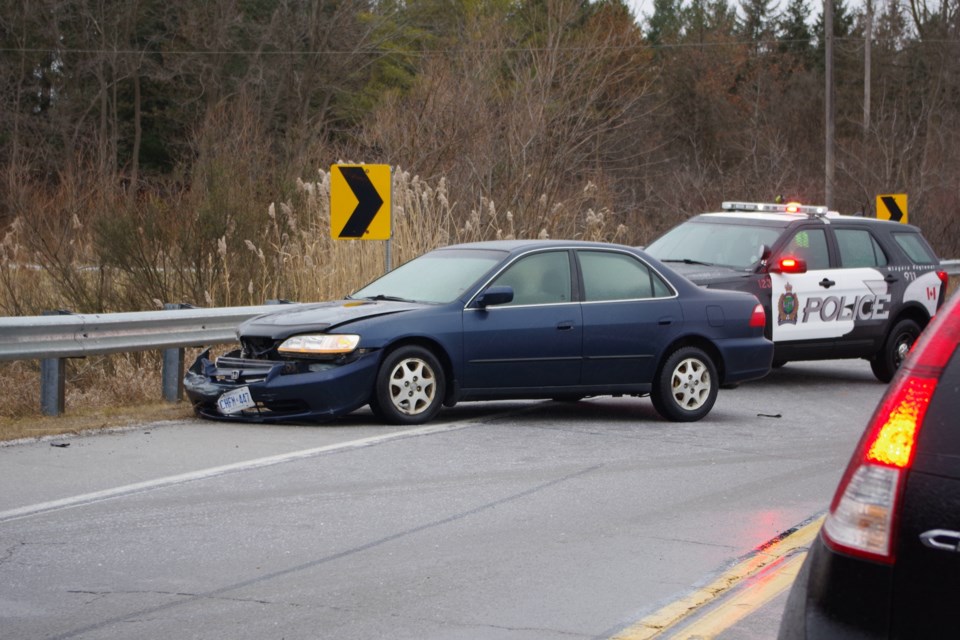 Single vehicle collision on Merrittville Highway. Bob Liddycoat / Thorold News