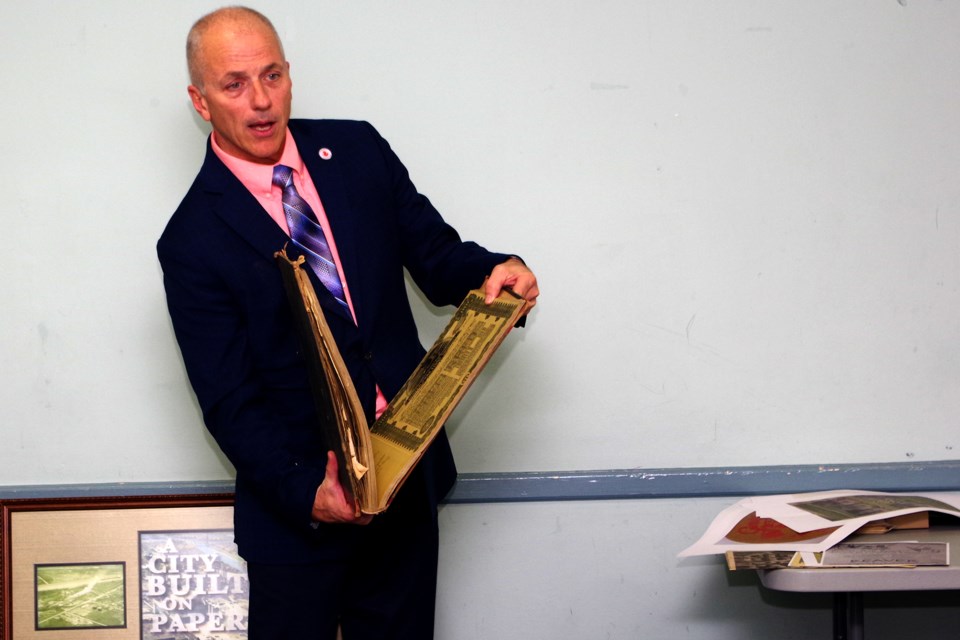 Thorold native and former Georgia-Pacific plant manager Kirk Ashick displayed artifacts from the plant at a recent Beaverdams and Thorold Historical Society meeting. Bob Liddycoat / Thorold News