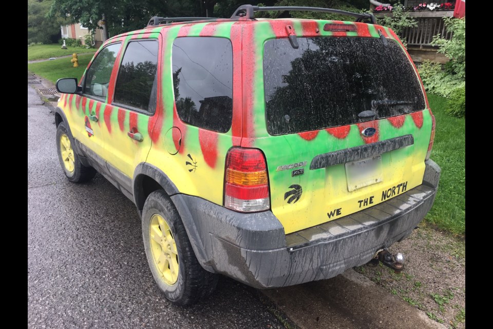 The finished hand-painted Jurassic Park / Raptor mobile. Submitted Photo