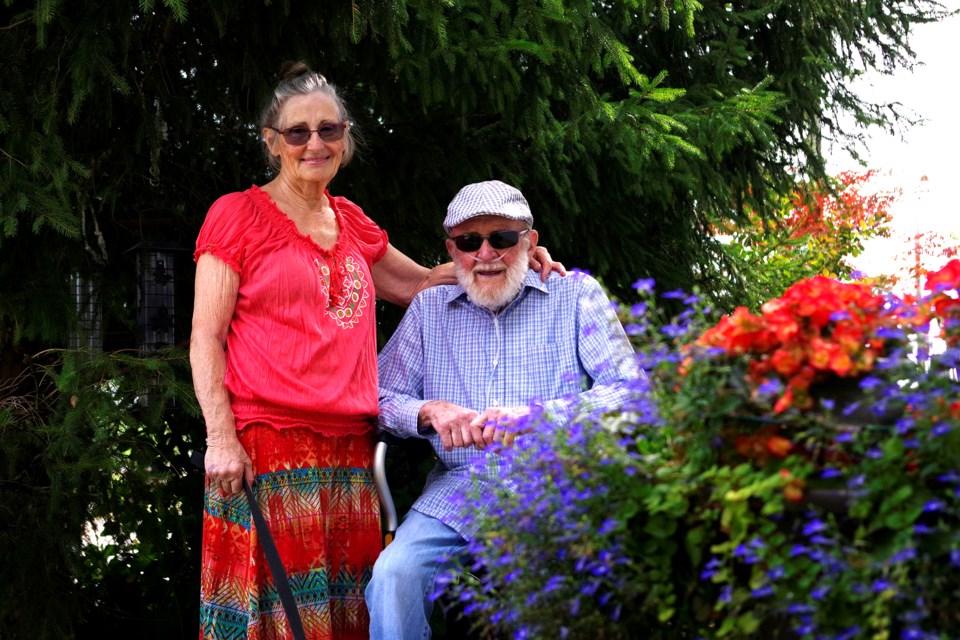 Gail and George McLaren in their Martin Street yard. Bob Liddycoat / Thorold News
