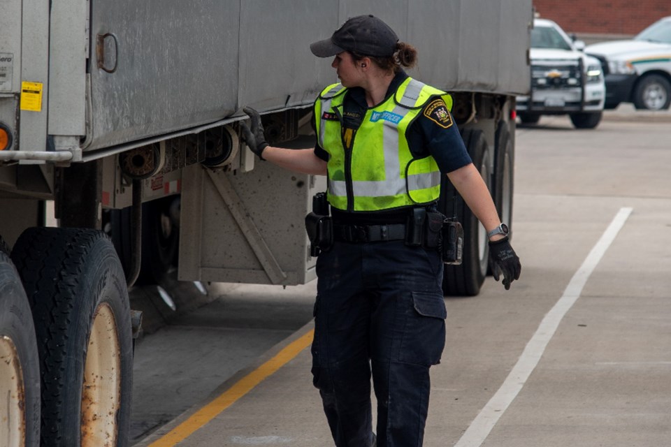 Police conducted an inspection blitz on the QEW at Vineland on June 8.