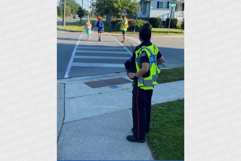 Officers with the Niagara Regional Police Service spent the second day of school with crossing guards in Thorold and St. Catharines on Sept. 6, 2023.