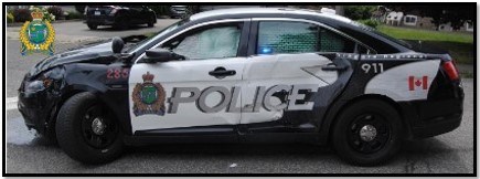 Damaged police cruiser. Photo provided by the Niagara Regional Police Service