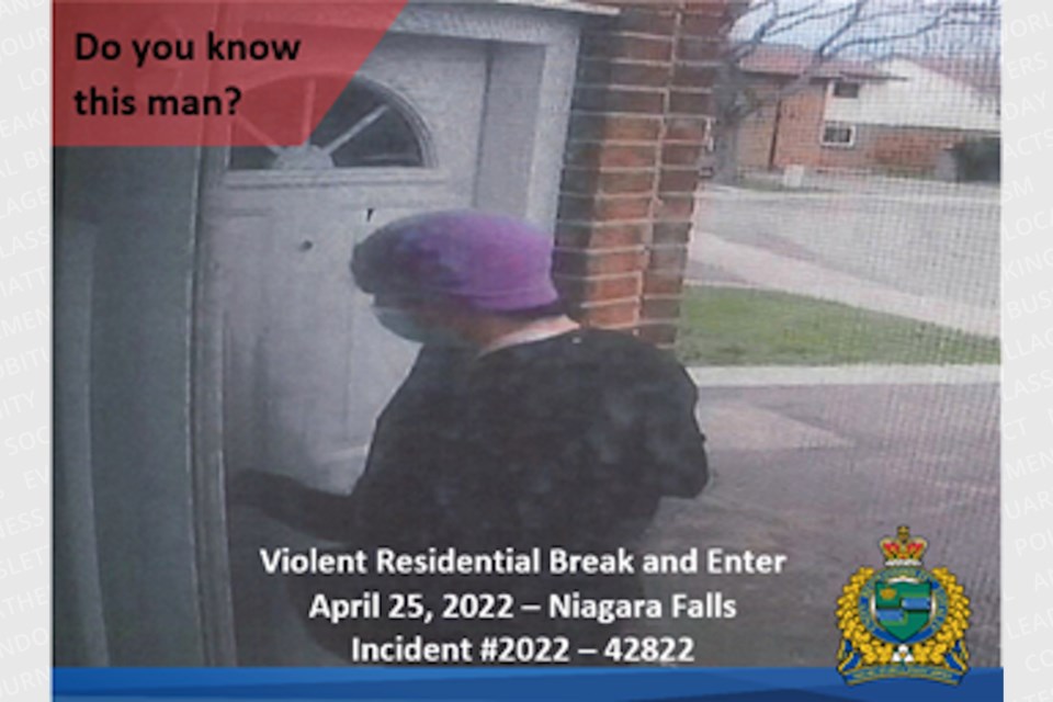 Suspect wanted in connection to a violent home invasion that took place in Niagara Falls on Monday, April 25, 2022