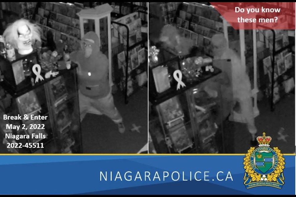 Police hope to identify suspects involved in the theft of approximately $20,000 worth of comic books from a shop in Niagara Falls on May 2, 2022