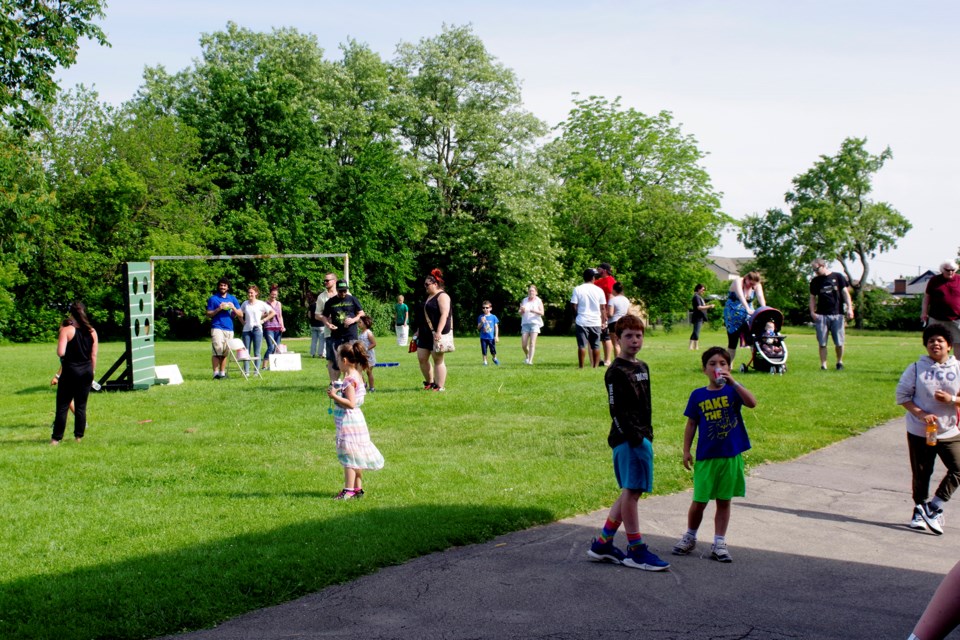 Parents and kids poured into the annual Prince of Wales School Fun Fair Wednesday evening, enjoying a barbecue, bouncy house, jousting, outdoor games and raffles. Bob Liddycoat / Thorold News