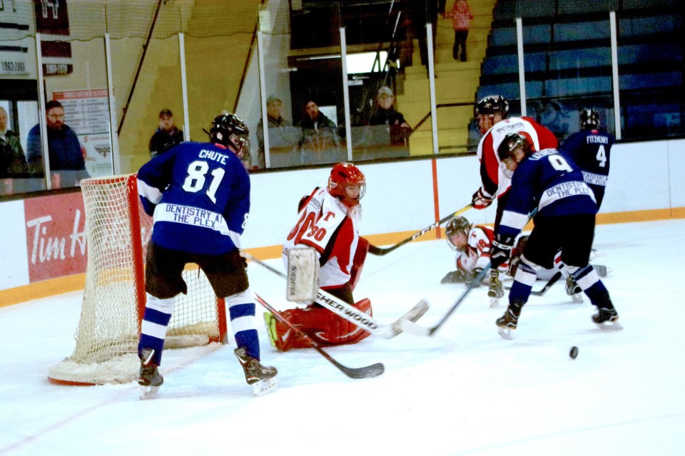 Michael Leblanc was perfect in Thorold's goal, backstopping the team to a shut-out. Bob Liddycoat / Thorold News
