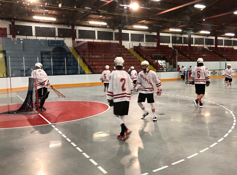 The Spartans ready for their lacrosse Jr. B home opener in Thorold.  Alex Rotundo / Thorold News