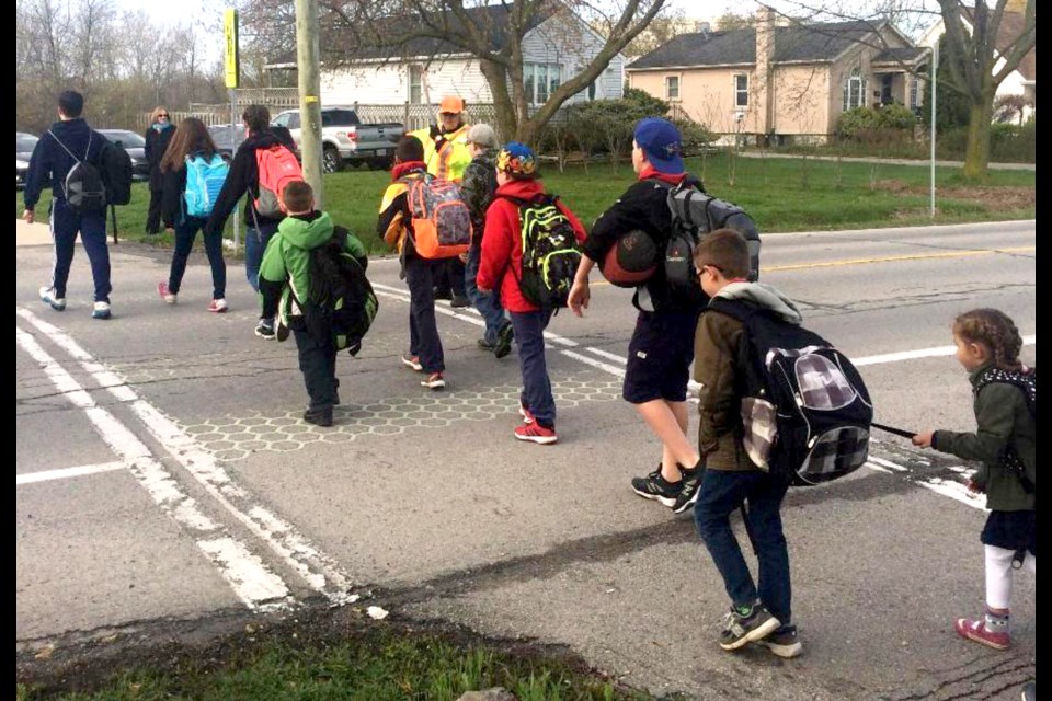 Kids taking part in Active School Travel program. Submitted Photo