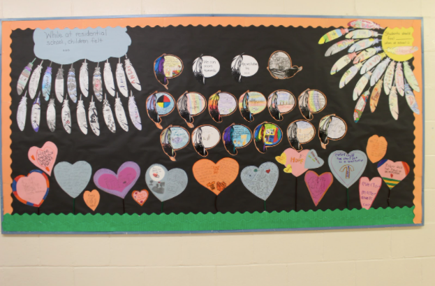 A bulletin board displays Moosonee Public School students' work. Supplied photo