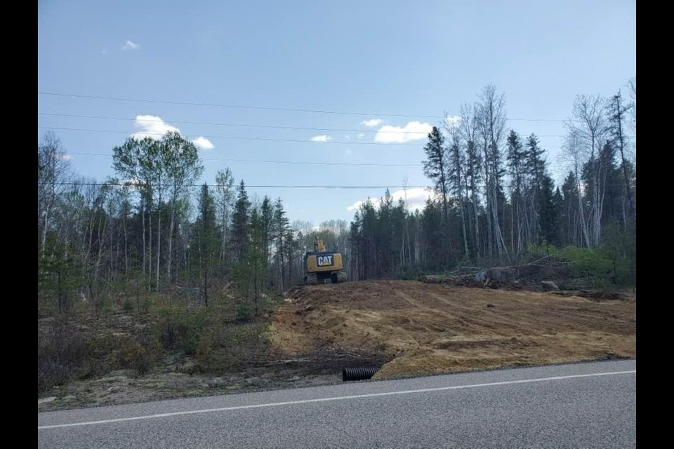 The photo was taken at the forest-cutting site on Highway 144.